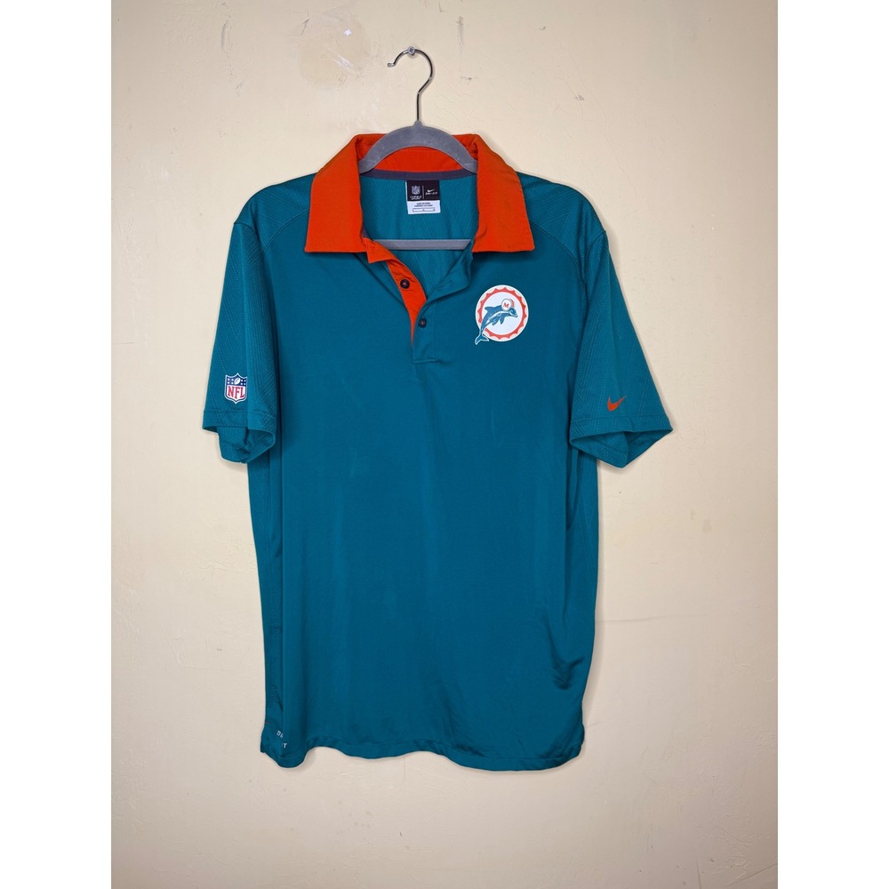 Nike NFL Miami Dolphins‎ Dri-Fit Polo Shirt Onfield Apparel Logo Mens Large